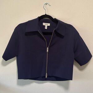 COS zip up short sleeve top